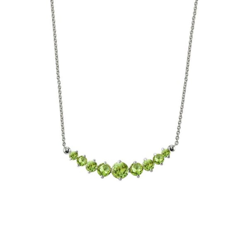 NEW Elegant 925 Silver Graduated Peridot Necklace